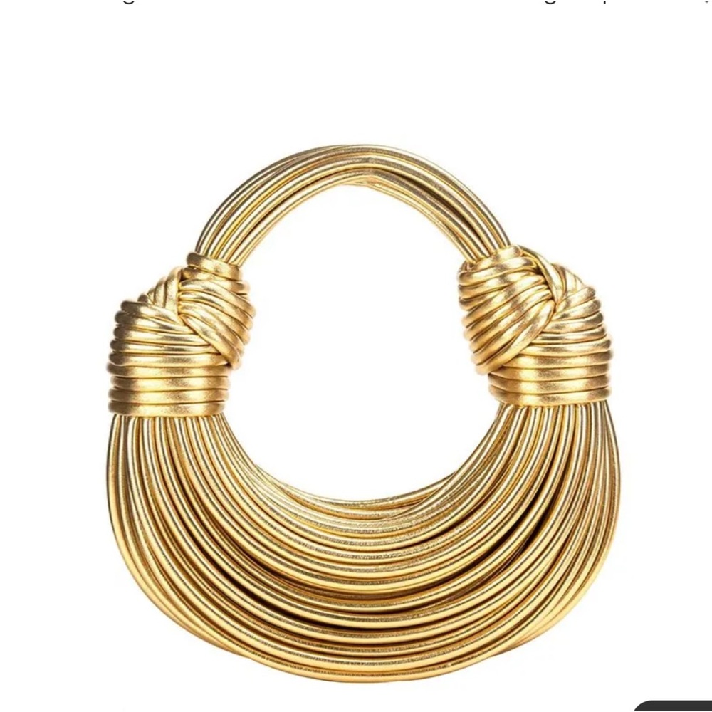 New Gold Luxury Rope Knotted Pulled Hobo Evening Clutch bag